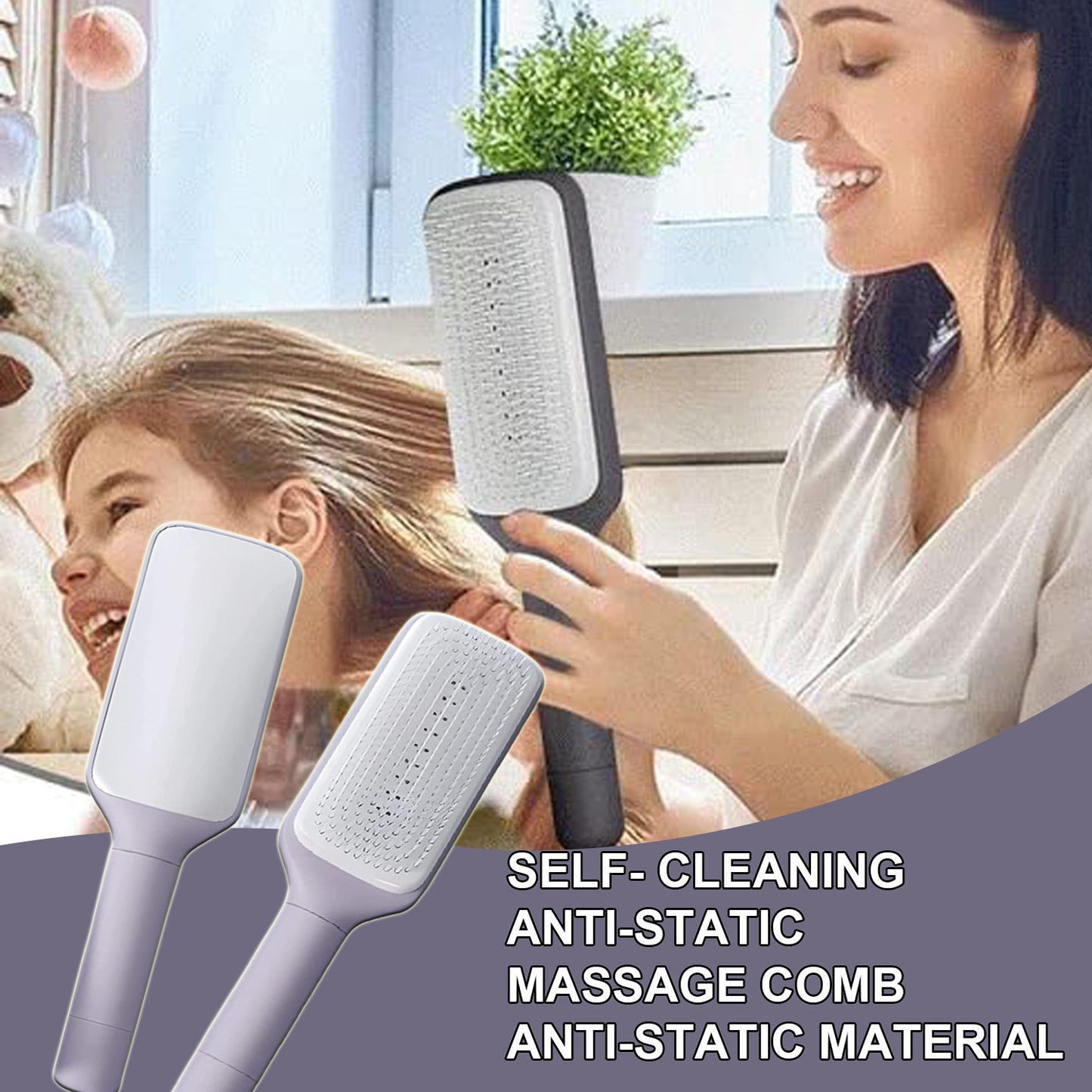 Self-Cleaning Anti-Static Hair Brush